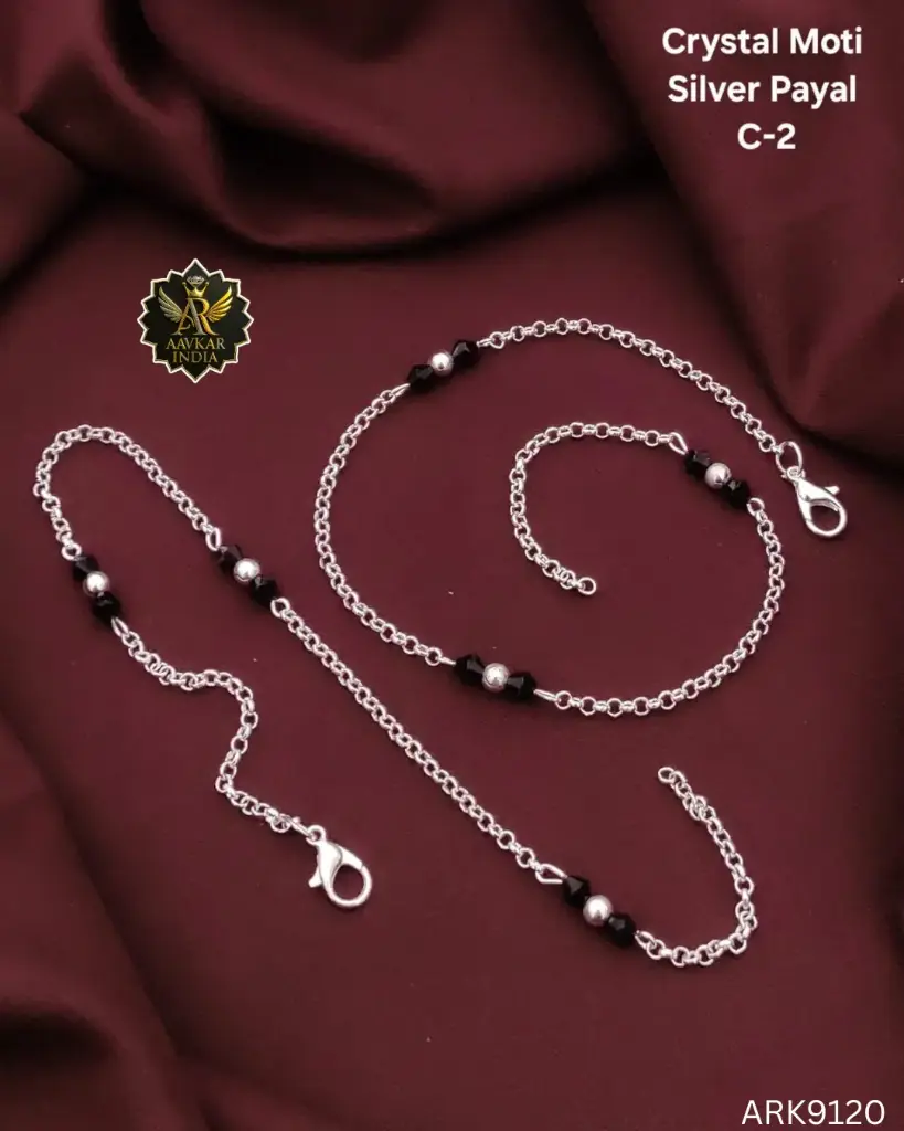 Crystal Moti Silver Payal ARK9