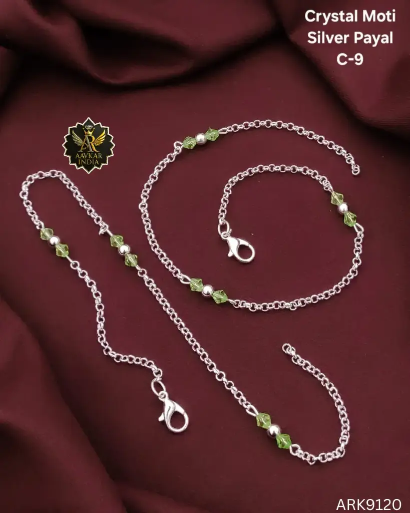 Crystal Moti Silver Payal ARK9