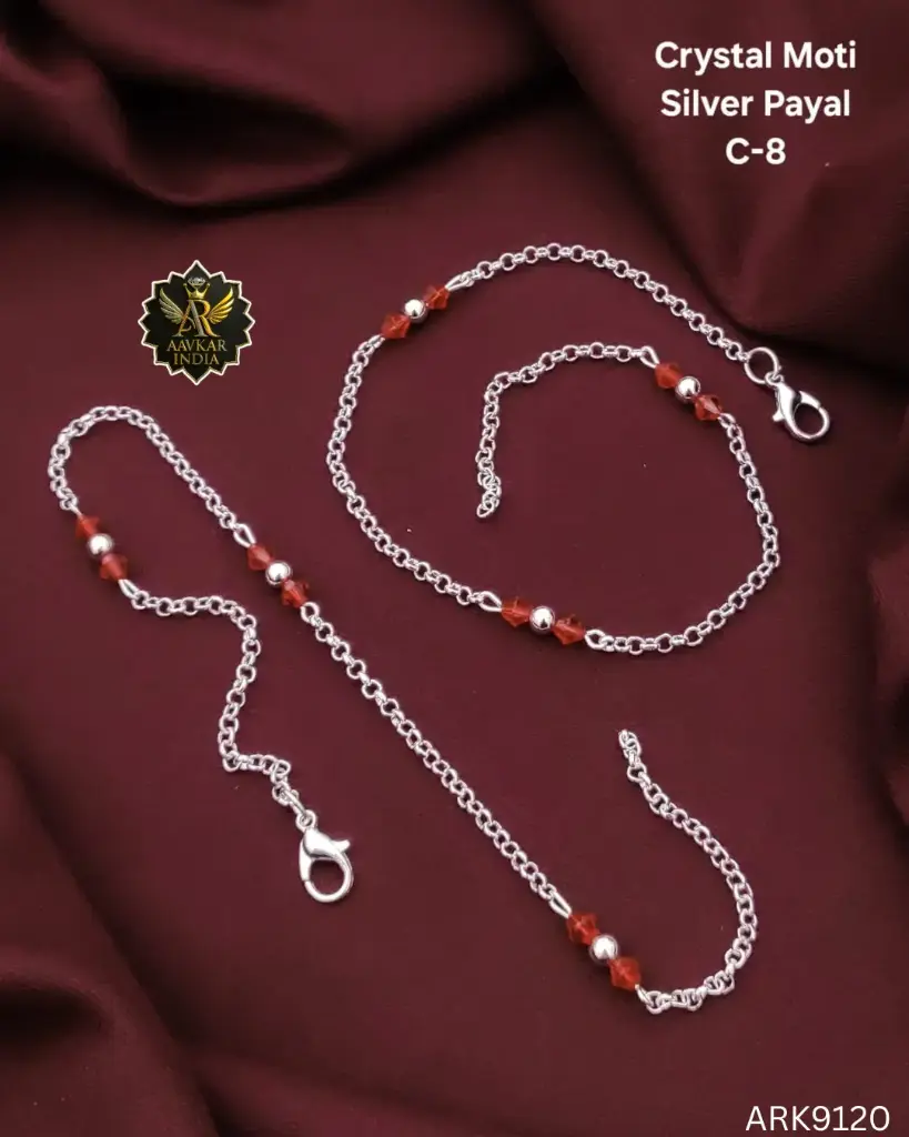 Crystal Moti Silver Payal ARK9