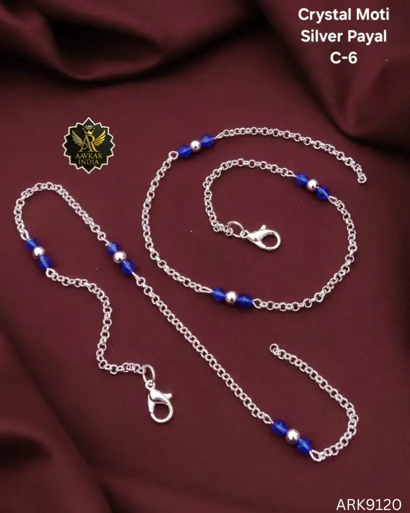 Crystal Moti Silver Payal ARK9