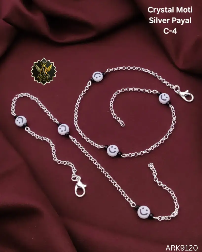 Crystal Moti Silver Payal ARK9