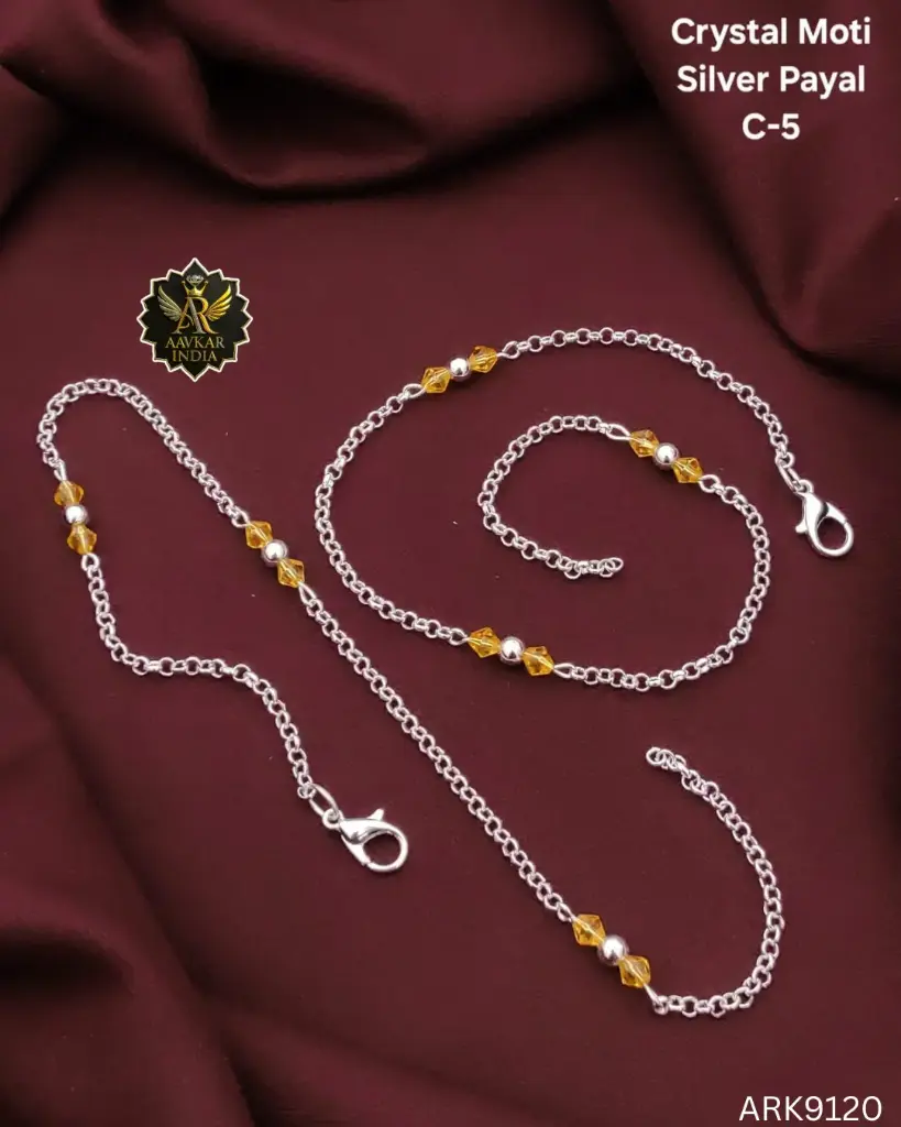 Crystal Moti Silver Payal ARK9