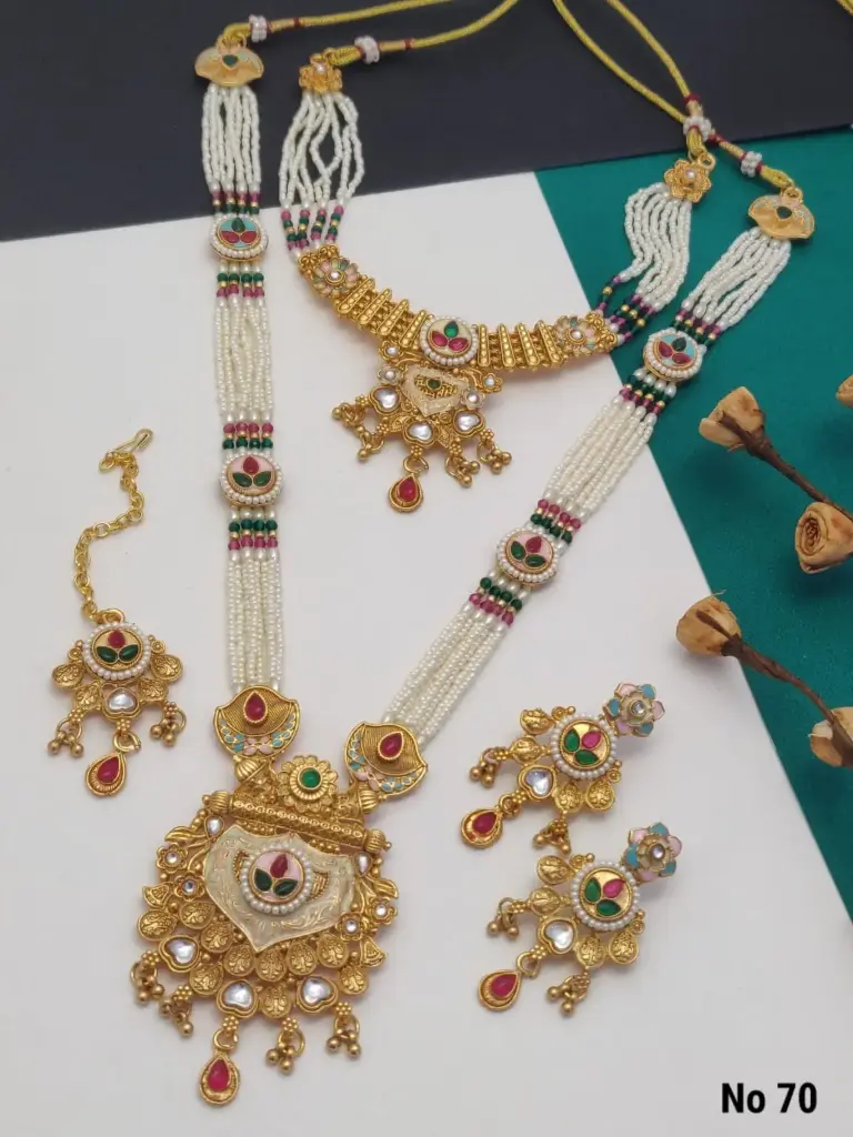 Royal Rajasthani Pearl & Kundan Necklace Set A10