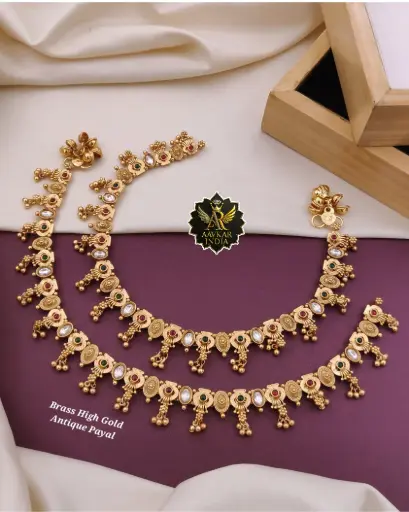 Brass High Gold Antique Payal M4
